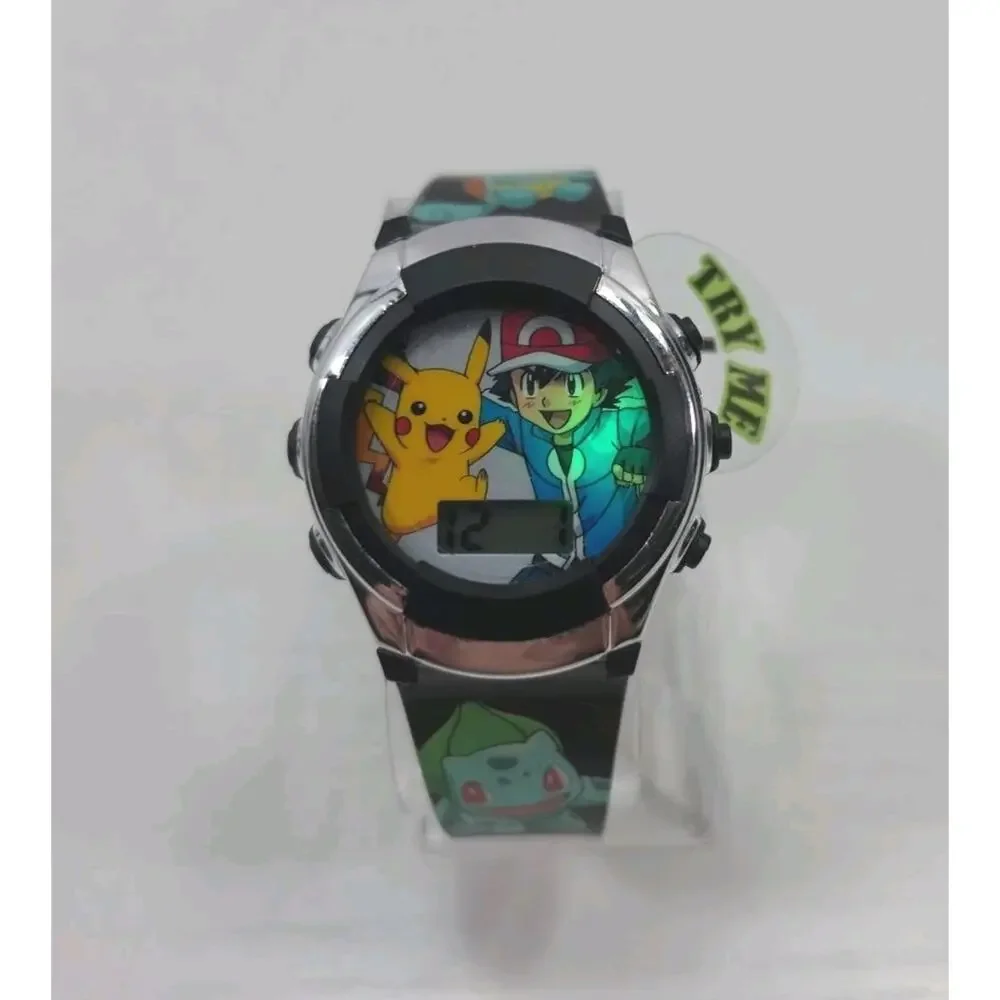 Pokemon Pikachu & Ash Digital Flashing LCD Digital Watch New Battery W256